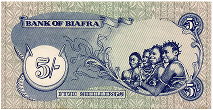 Biafran five shillings note